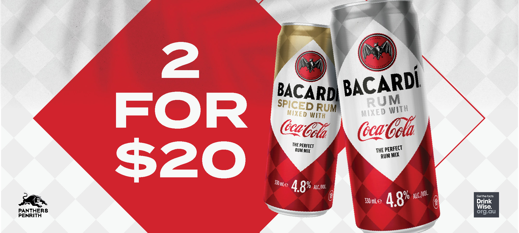 2 For $20 Bacardi Rum x Coca-Cola