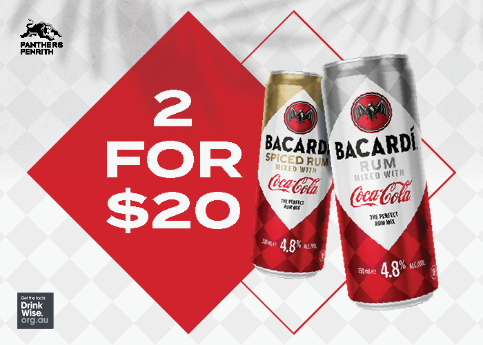 2 For $20 Bacardi Rum x Coca-Cola