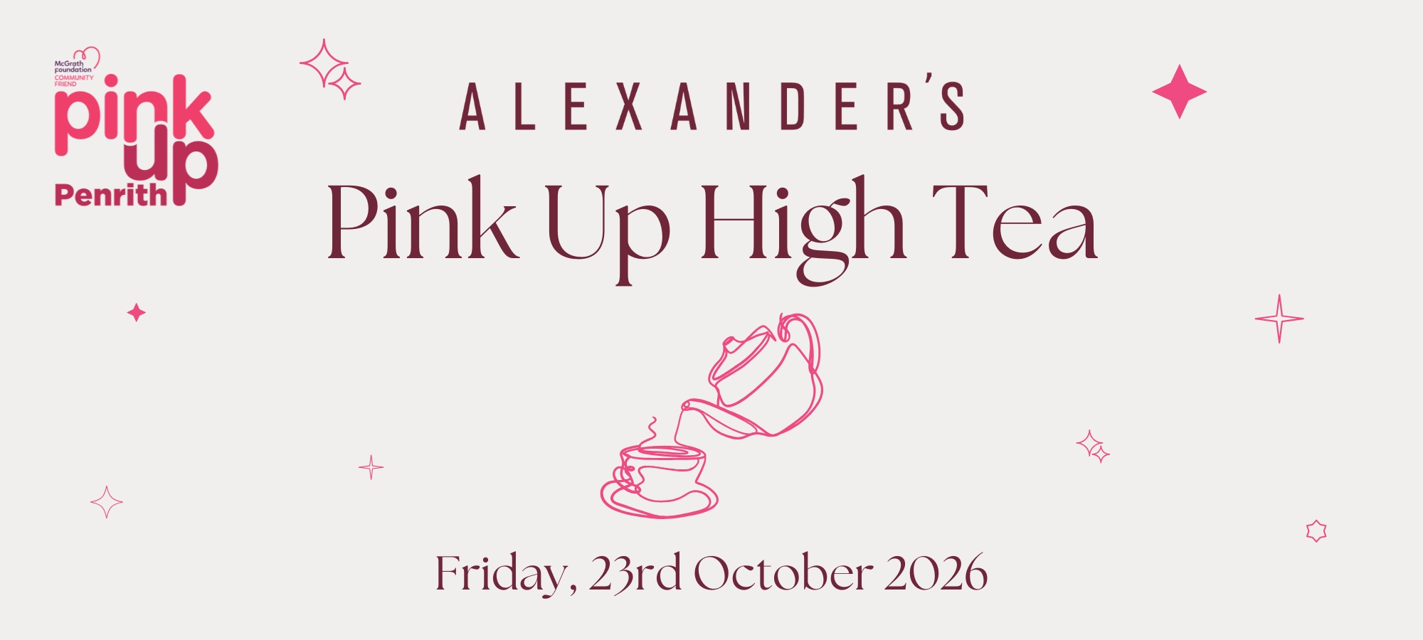 Alexander’s Pink Up High Tea 2026