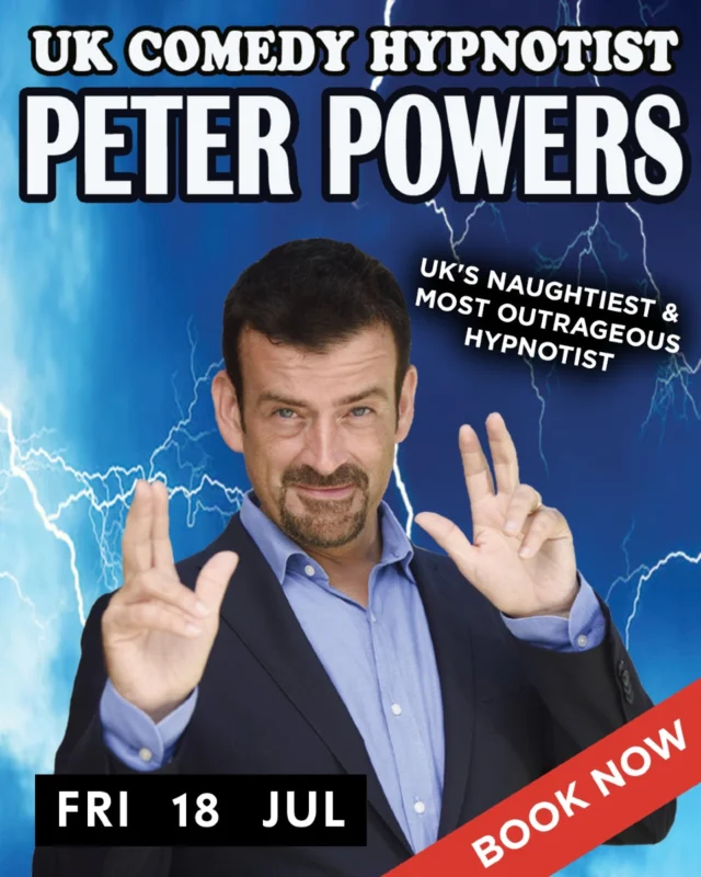 🌀 Naughty, Outrageous & Totally Unforgettable! 😈

The UK’s wildest comedy hypnotist Peter Powers is back — and he’s bringing the laughs, gasps, and jaw-dropping moments to the EVAN Theatre!

Get ready for mind-bending mayhem, as volunteers are transformed into Hollywood stars, martial arts masters, and more — all under Peter’s cheeky hypnotic spell. You won’t believe what comes out of their mouths... or what they do next!

🔞 Strictly 18+ 
🎟️ Friday 18 July – Tickets selling fast.
https://bit.ly/3CIQ8ai